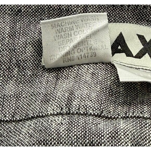 Flax Heathered Black Linen Button Down Blouse Jacket Pockets Lagenlook Size L - Picture 8 of 9